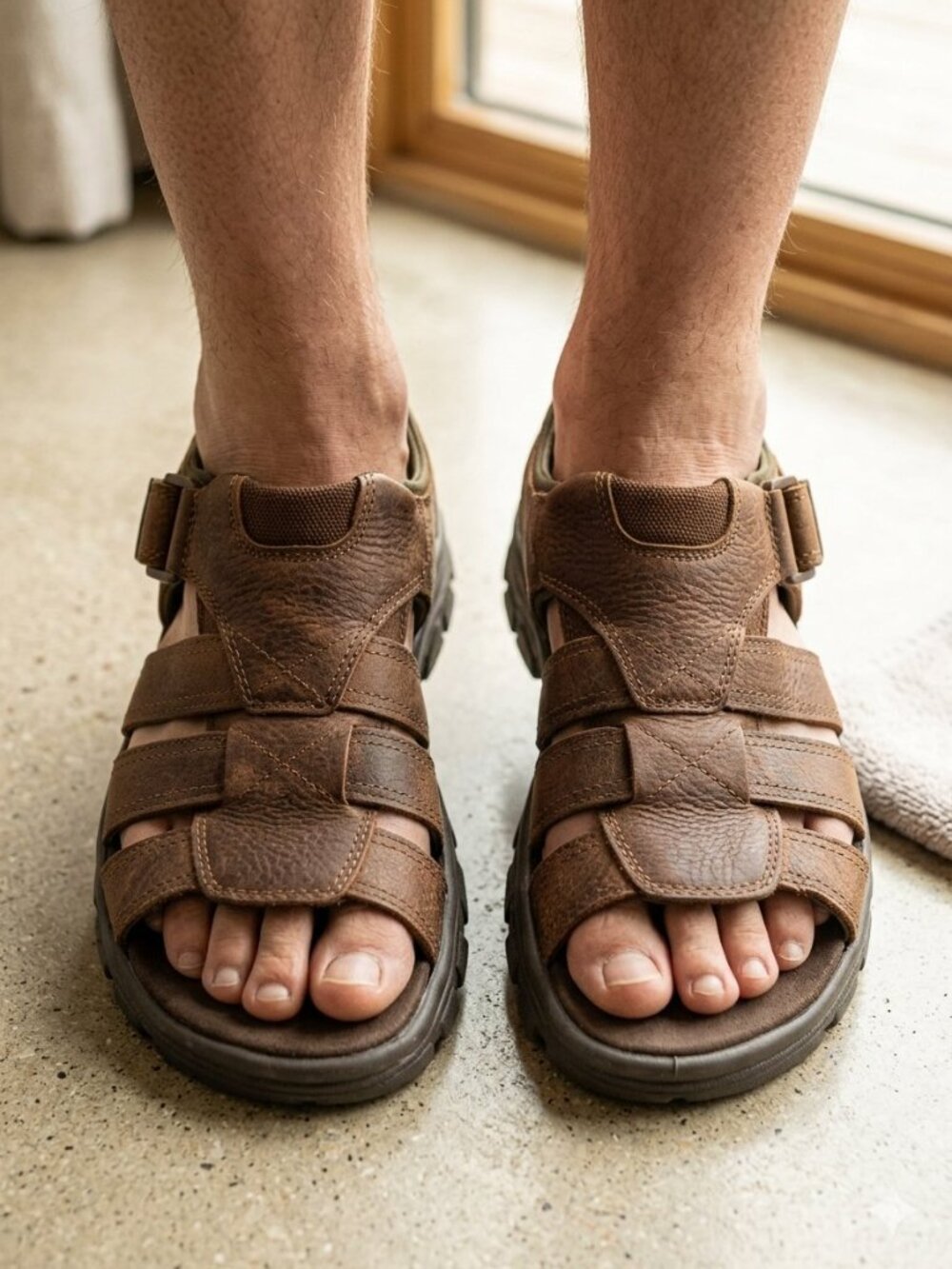 Rockport Men’s Brown Leather Fisherman Sandals